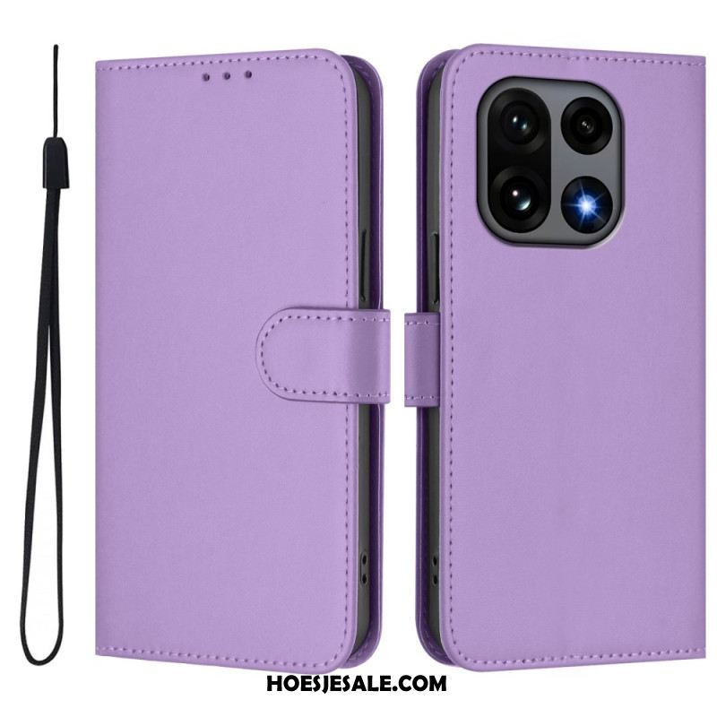 Leren Hoesje Oneplus 15 Effen Bescherming Hoesje