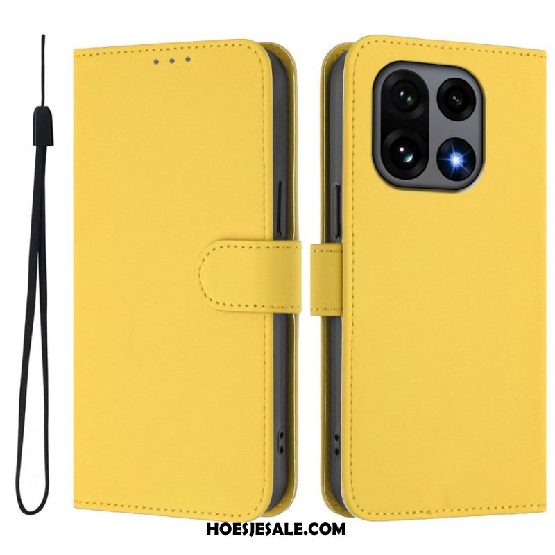 Leren Hoesje Oneplus 15 Effen Bescherming Hoesje