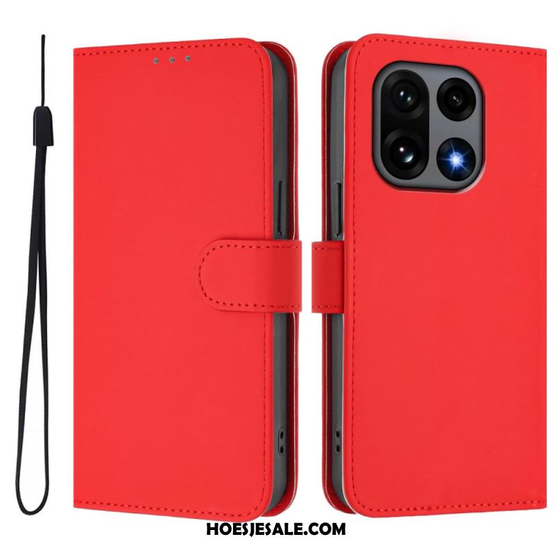 Leren Hoesje Oneplus 15 Effen Bescherming Hoesje