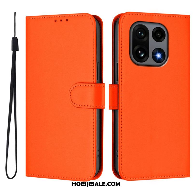 Leren Hoesje Oneplus 15 Effen Bescherming Hoesje