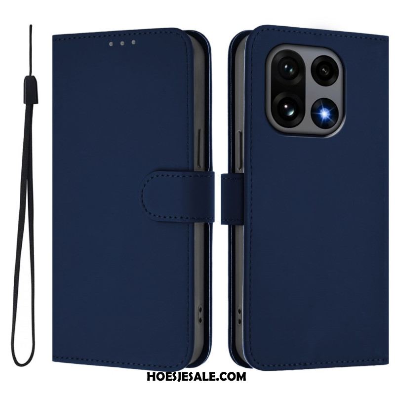 Leren Hoesje Oneplus 15 Effen Bescherming Hoesje