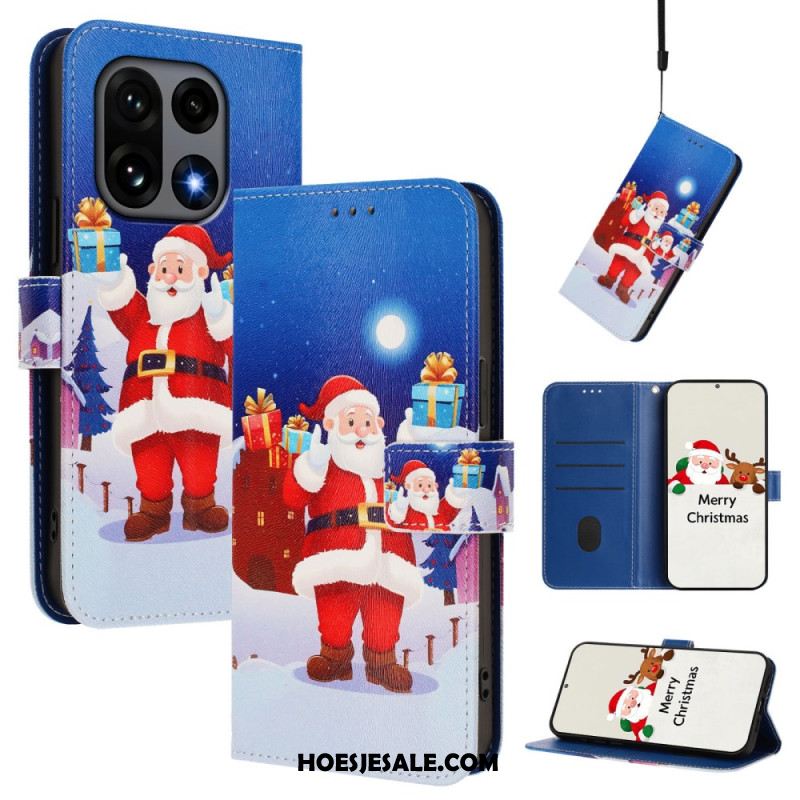 Leren Hoesje Oneplus 15 Kerstpatroon Bescherming Hoesje