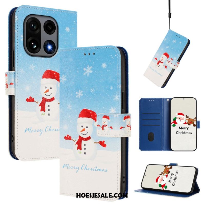 Leren Hoesje Oneplus 15 Kerstpatroon Bescherming Hoesje