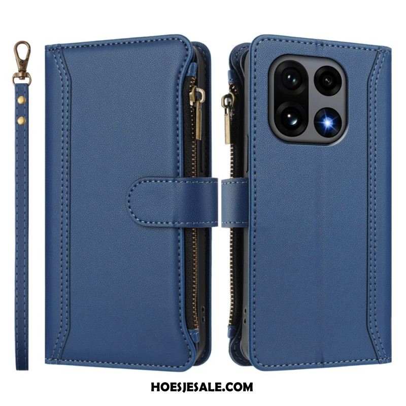 Leren Hoesje Oneplus 15 Portemonnee Met 9 Kaartsleuven En Riempje Bescherming Hoesje