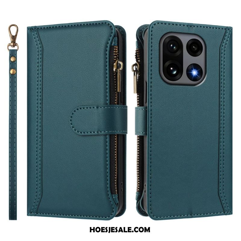 Leren Hoesje Oneplus 15 Portemonnee Met 9 Kaartsleuven En Riempje Bescherming Hoesje