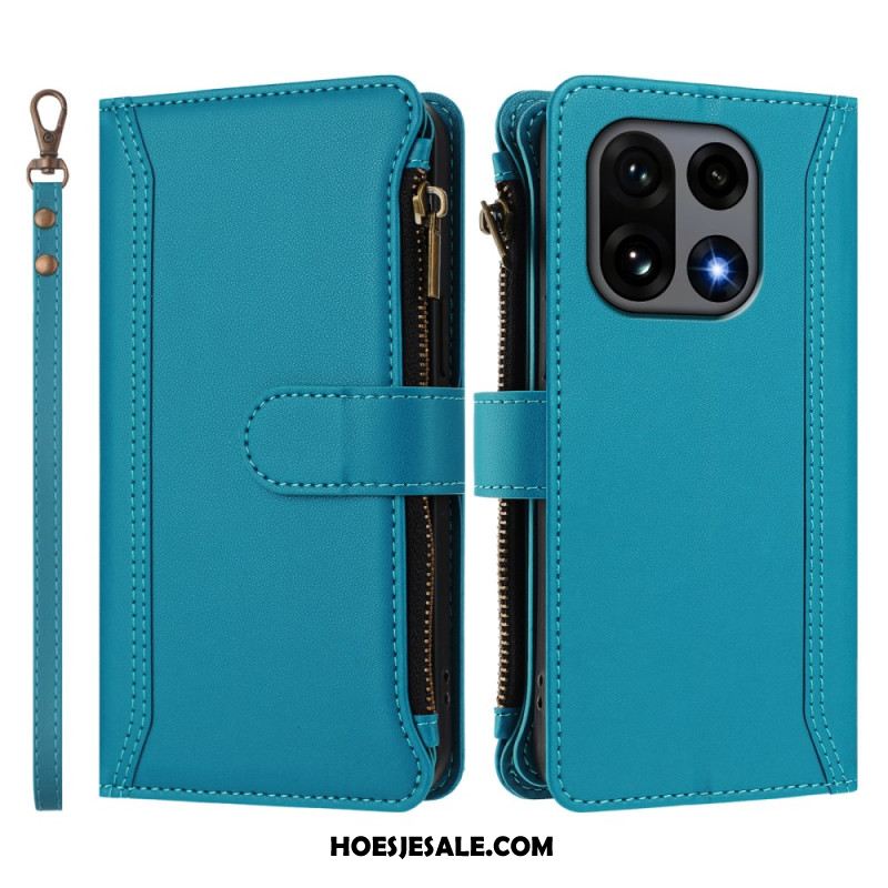 Leren Hoesje Oneplus 15 Portemonnee Met 9 Kaartsleuven En Riempje Bescherming Hoesje