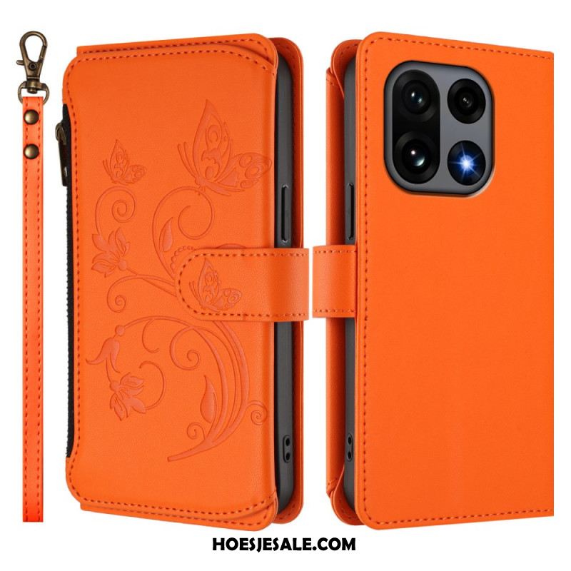 Leren Hoesje Oneplus 15 Portemonnee Met Bloemenprint En Riempje Bescherming Hoesje