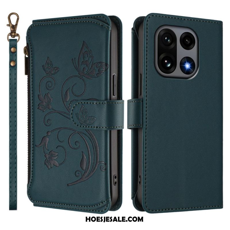 Leren Hoesje Oneplus 15 Portemonnee Met Bloemenprint En Riempje Bescherming Hoesje