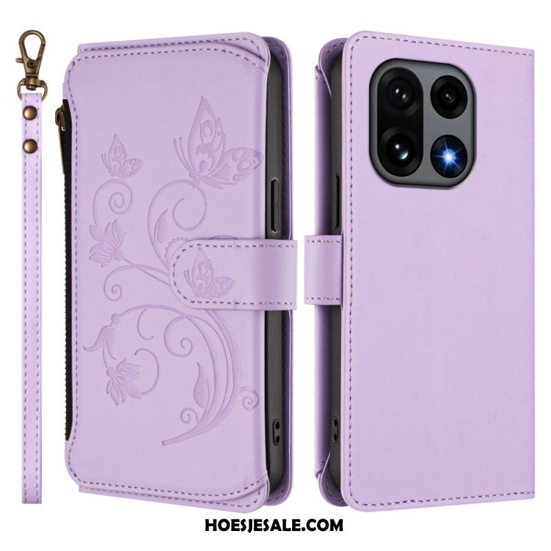 Leren Hoesje Oneplus 15 Portemonnee Met Bloemenprint En Riempje Bescherming Hoesje