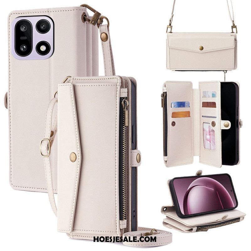 Leren Hoesje Oneplus 15 Portemonnee Met Schouderband En Koord Bescherming Hoesje