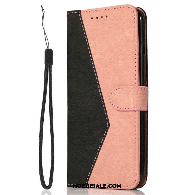 Leren Hoesje Oneplus 15 Tweekleurig Ontwerp Bescherming Hoesje