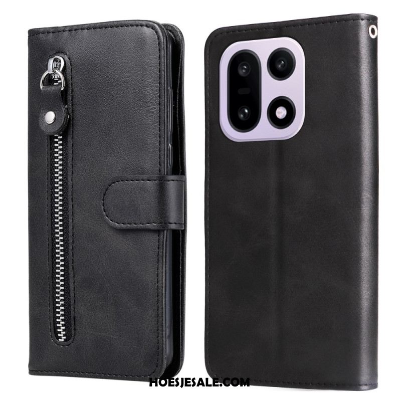 Leren Hoesje Oneplus 15 Zakje Met Rits Bescherming Hoesje