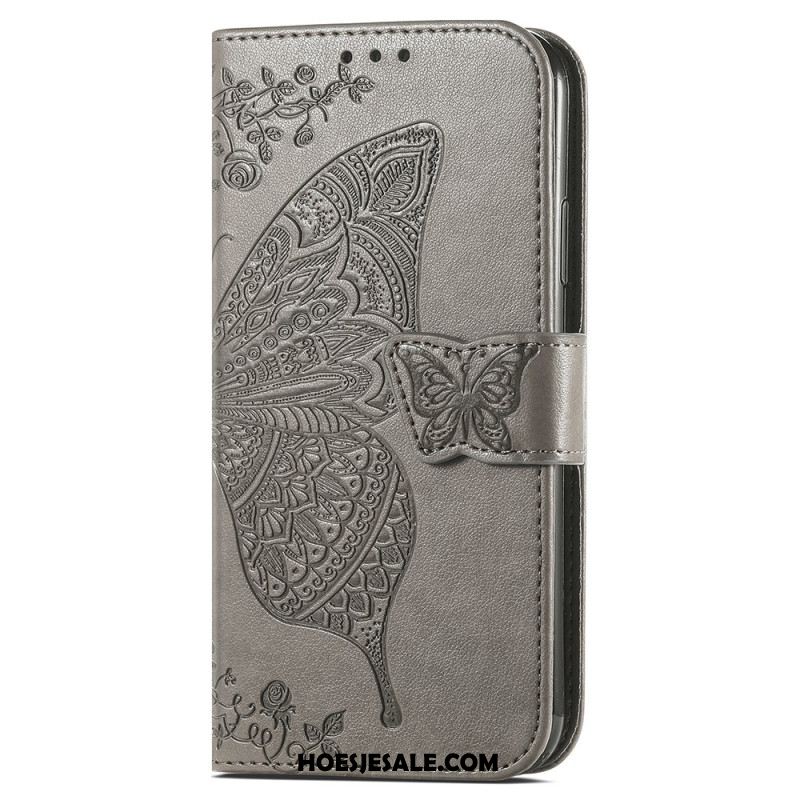 Leren Hoesje Oneplus Nord 4 Barokke Vlinder Bescherming Hoesje
