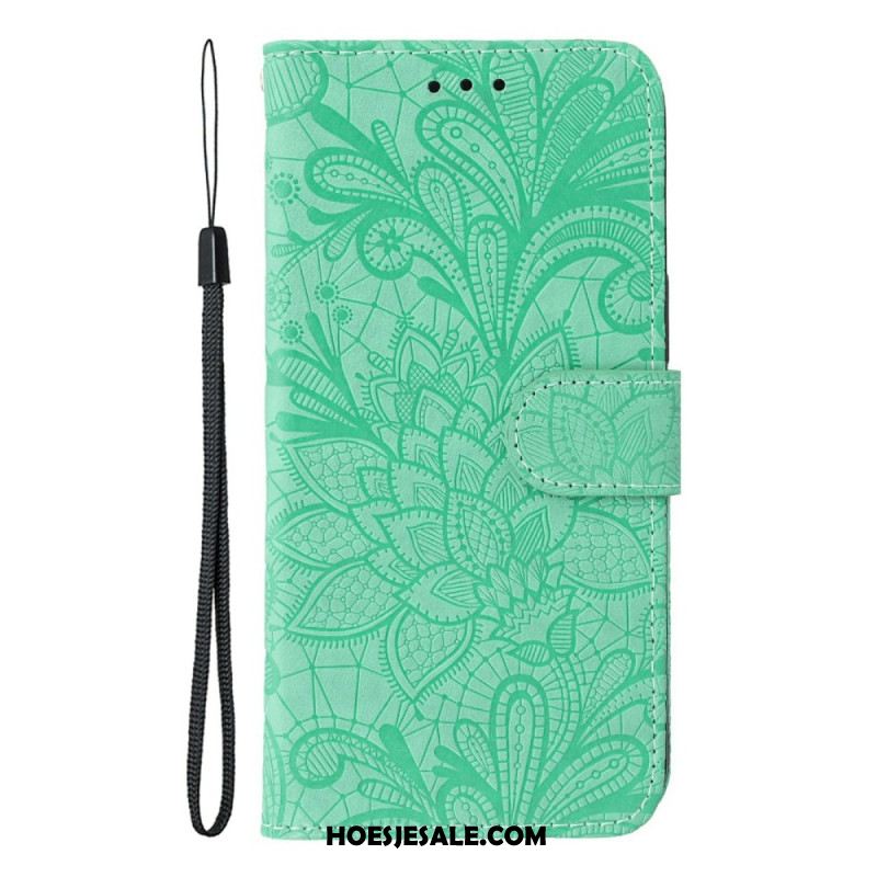 Leren Hoesje Oneplus Nord 5 Bloemenkant Bescherming Hoesje