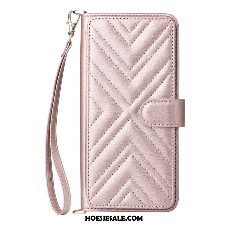 Leren Hoesje Oppo Reno 13 5g Retro Design Met Bandje En Schouderband