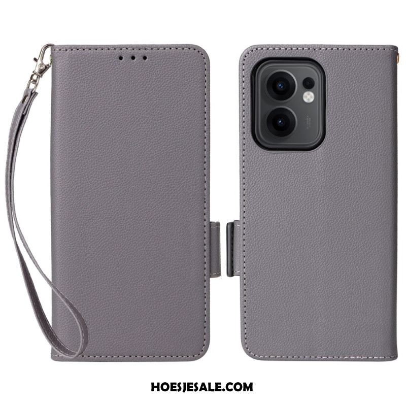 Leren Hoesje Oppo Reno 13f 4g / 5g / 13 Fs 5g Lychee Imitatieleer Koord Bescherming Hoesje