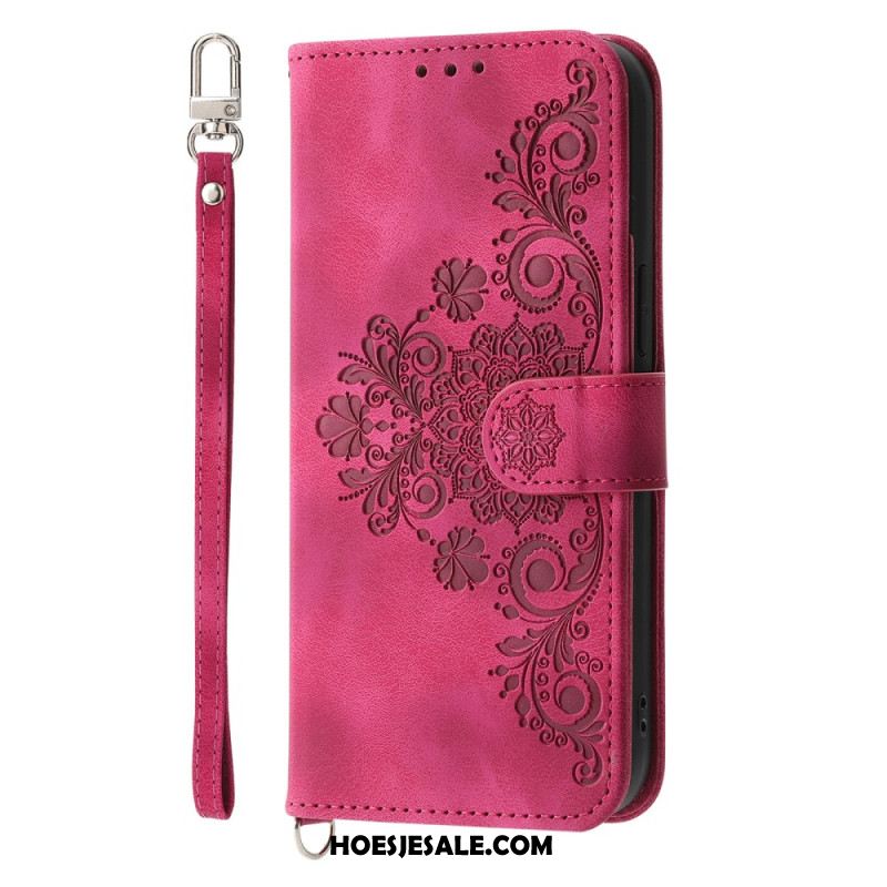 Leren Hoesje Oppo Reno 13f 4g / 5g / 13 Fs 5g Suède Kantlook Met Bandje En Schouderband Bescherming Hoesje