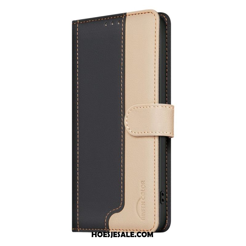 Leren Hoesje Oppo Reno 13f 4g / 5g / 13 Fs 5g Tweekleurig Binfen Color