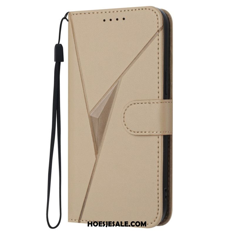 Leren Hoesje Oppo Reno 14 5g Driehoekspatroon Bescherming Hoesje