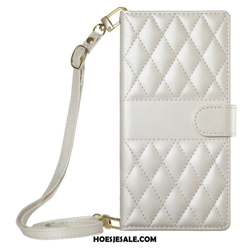 Leren Hoesje Oppo Reno 14 5g Gewatteerd Stijl Met Riem En Schouderriem Bescherming Hoesje