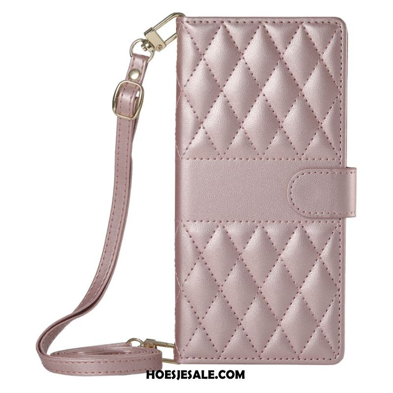 Leren Hoesje Oppo Reno 14 5g Gewatteerd Stijl Met Riem En Schouderriem Bescherming Hoesje