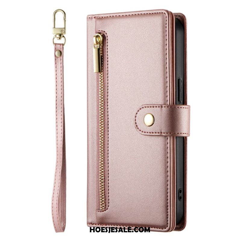 Leren Hoesje Oppo Reno 14 5g Zakje Met Rits En Riempjes