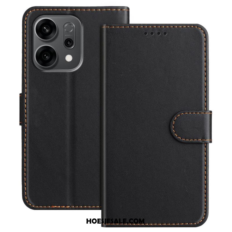 Leren Hoesje Oppo Reno 14f 5g Stiksels Bescherming Hoesje