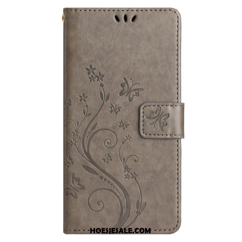 Leren Hoesje Samsung Galaxy S24 Fe Patroon Met Vlinders En Bloemen Bescherming Hoesje