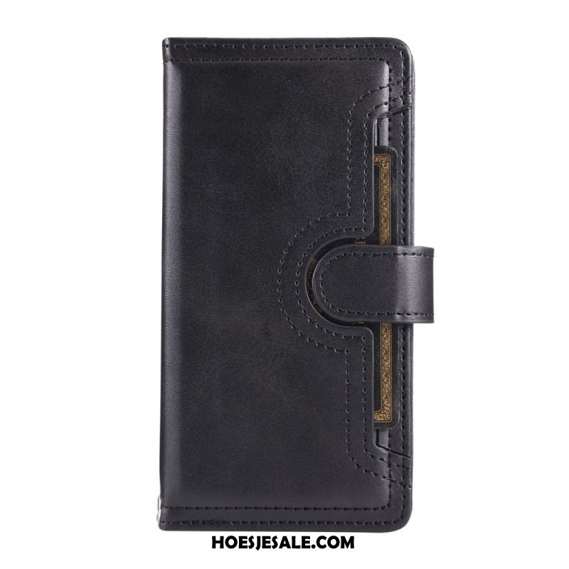 Leren Hoesje Samsung Galaxy S25 5g Edge Magnetische Portemonnee En Sleutelkoord Bescherming Hoesje