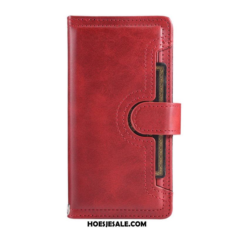 Leren Hoesje Samsung Galaxy S25 5g Edge Magnetische Portemonnee En Sleutelkoord Bescherming Hoesje