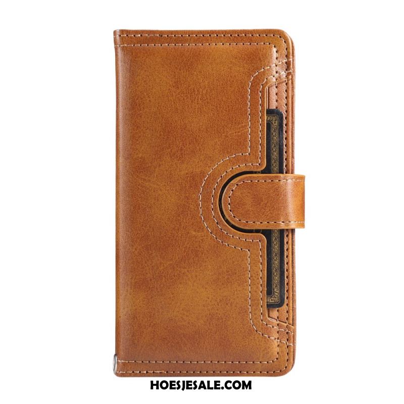 Leren Hoesje Samsung Galaxy S25 5g Edge Magnetische Portemonnee En Sleutelkoord Bescherming Hoesje