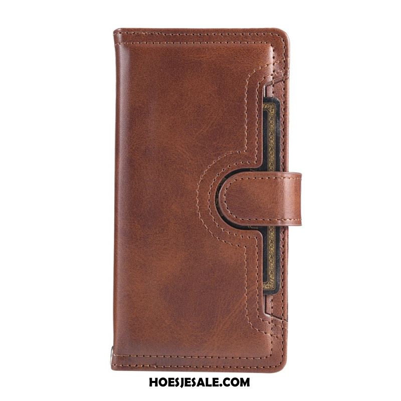 Leren Hoesje Samsung Galaxy S25 5g Edge Magnetische Portemonnee En Sleutelkoord Bescherming Hoesje