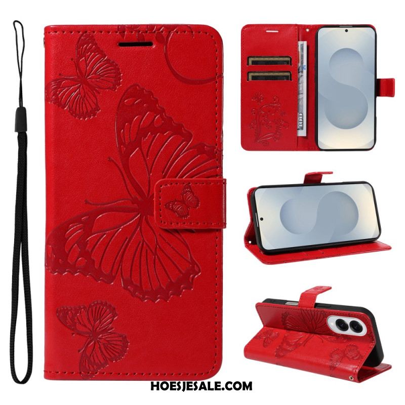 Leren Hoesje Samsung Galaxy S25 5g Edge Patroon Met Gigantische Vlinders