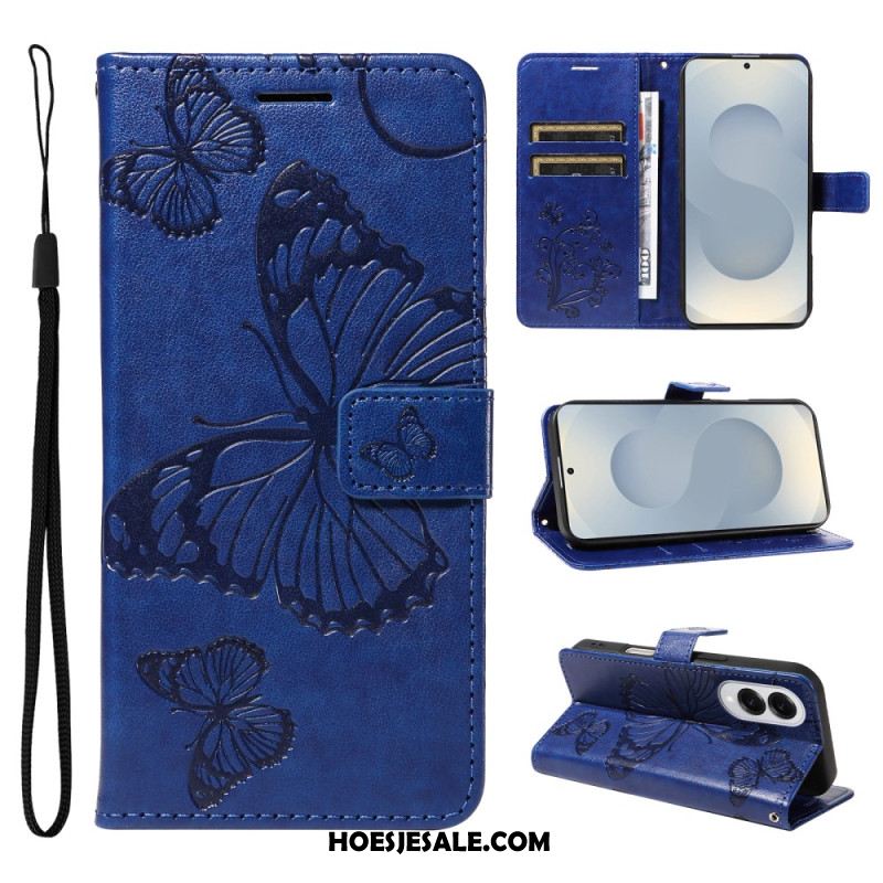 Leren Hoesje Samsung Galaxy S25 5g Edge Patroon Met Gigantische Vlinders