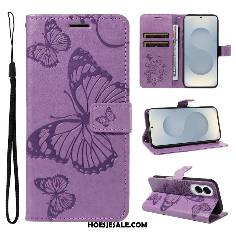 Leren Hoesje Samsung Galaxy S25 5g Edge Patroon Met Gigantische Vlinders