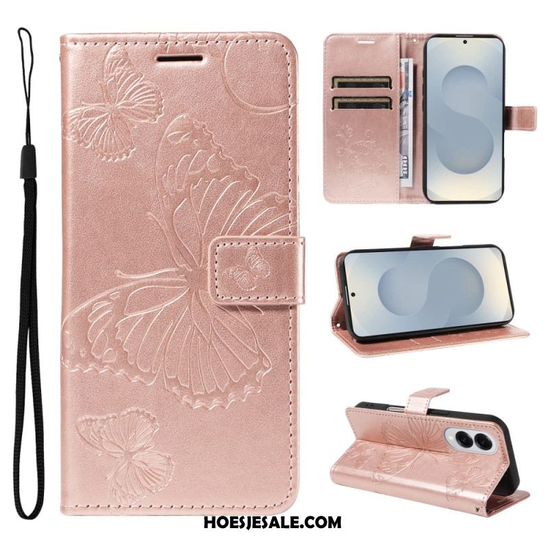 Leren Hoesje Samsung Galaxy S25 5g Edge Patroon Met Gigantische Vlinders