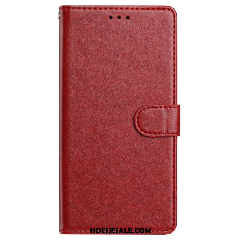 Leren Hoesje Samsung Galaxy S25 5g Effen Kunstleer Bescherming Hoesje