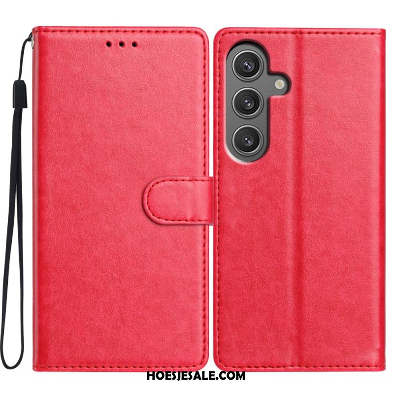 Leren Hoesje Samsung Galaxy S25 5g Effen Kunstleer Bescherming Hoesje