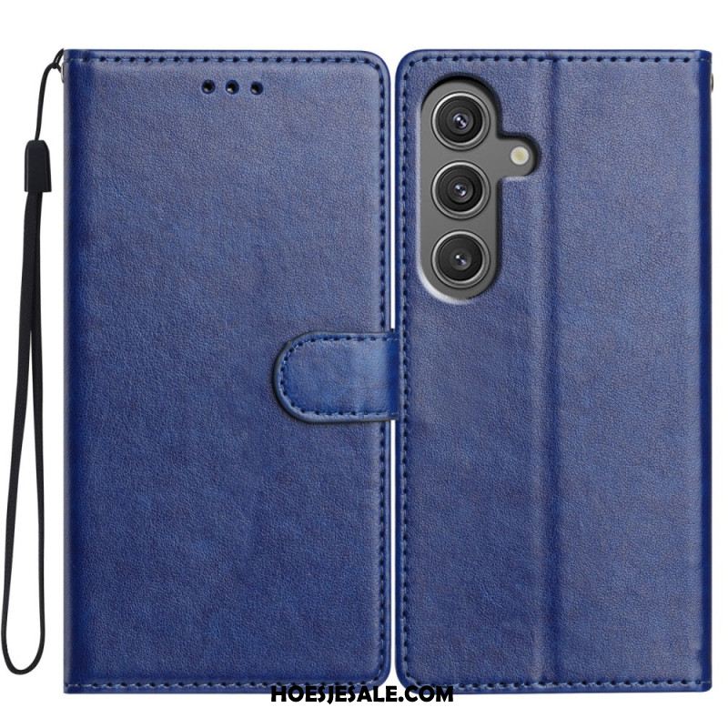 Leren Hoesje Samsung Galaxy S25 5g Effen Kunstleer Bescherming Hoesje