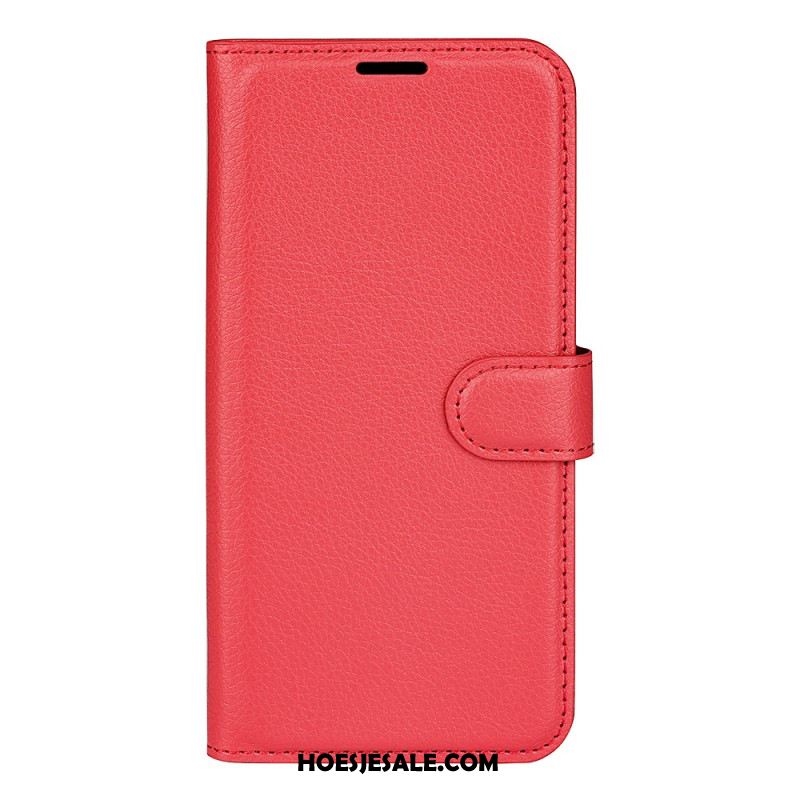 Leren Hoesje Samsung Galaxy S25 5g Klassiek Lychee-imitatieleer Bescherming Hoesje