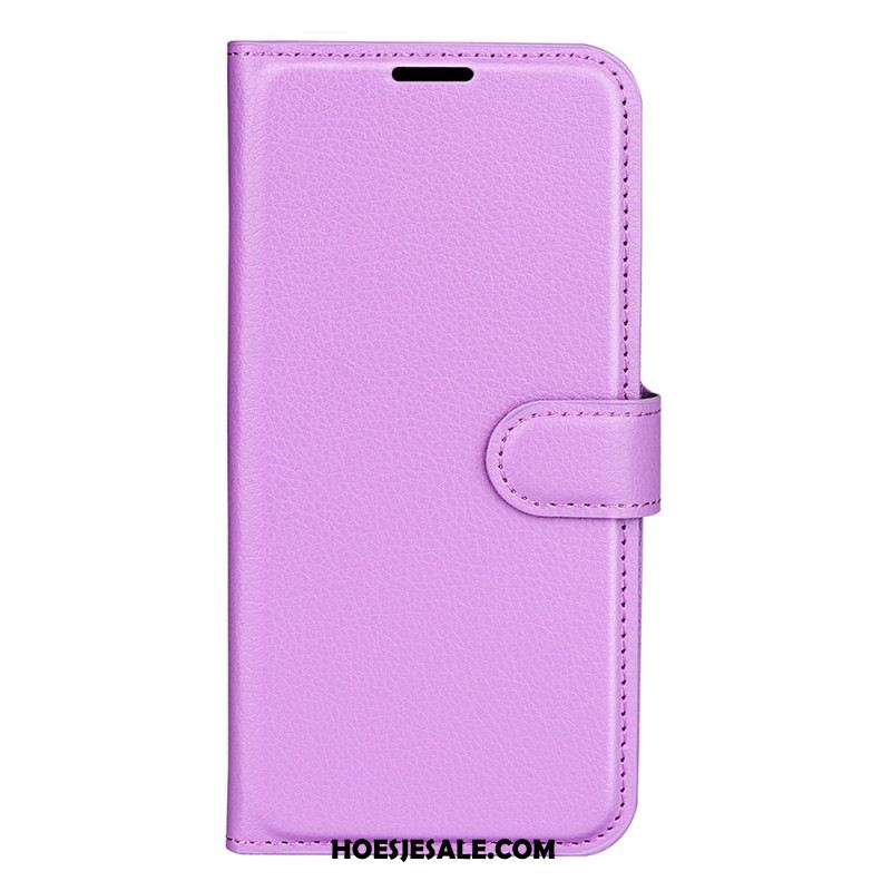 Leren Hoesje Samsung Galaxy S25 5g Klassiek Lychee-imitatieleer Bescherming Hoesje