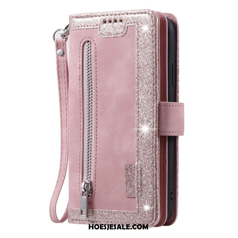 Leren Hoesje Samsung Galaxy S25 5g Portemonnee Met 9 Kaartsleuven En Koord Bescherming Hoesje