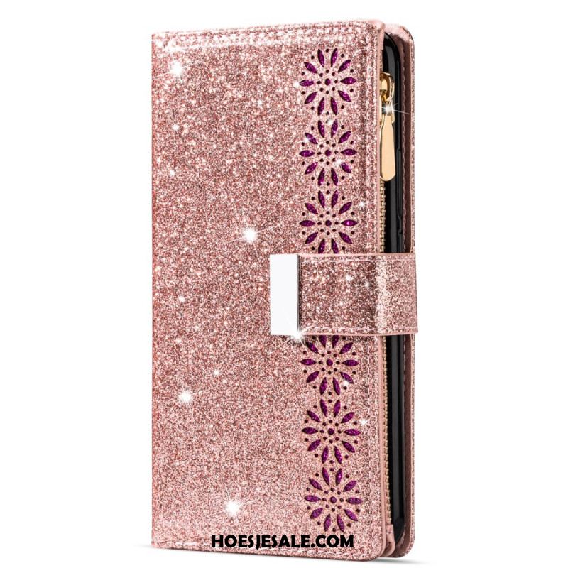 Leren Hoesje Samsung Galaxy S25 5g Portemonnee Met Pailletten