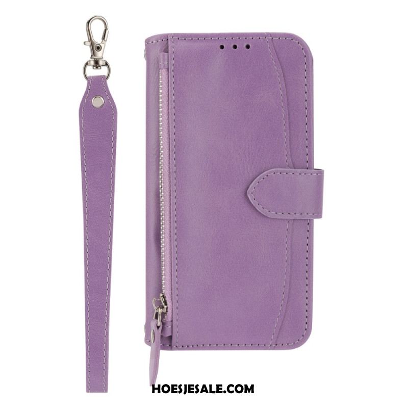 Leren Hoesje Samsung Galaxy S25 5g Vak Met Rits Riem En Schouderriem