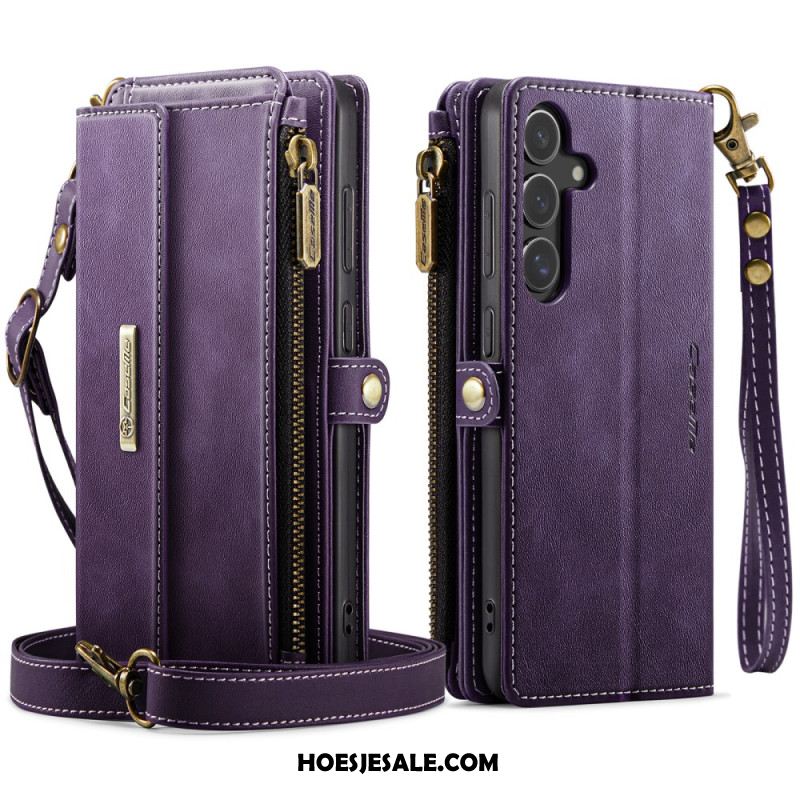 Leren Hoesje Samsung Galaxy S25 5g Volledig Rfid-portemonnee Bescherming Hoesje