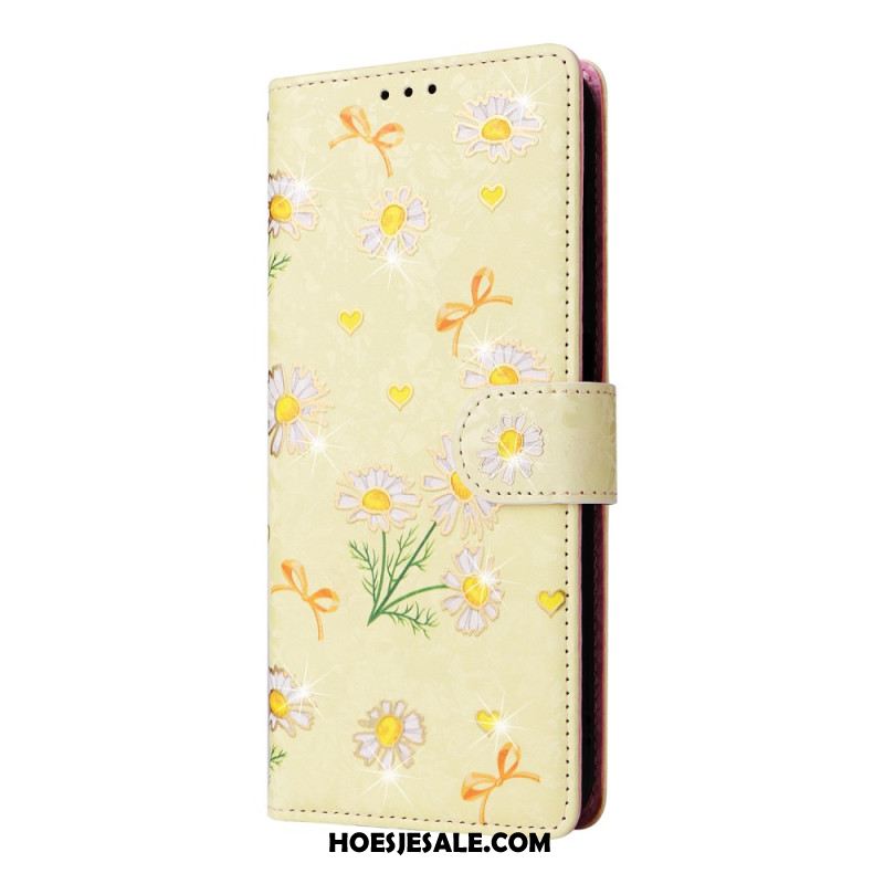 Leren Hoesje Samsung Galaxy S25 Fe Bloemenprint Bescherming Hoesje