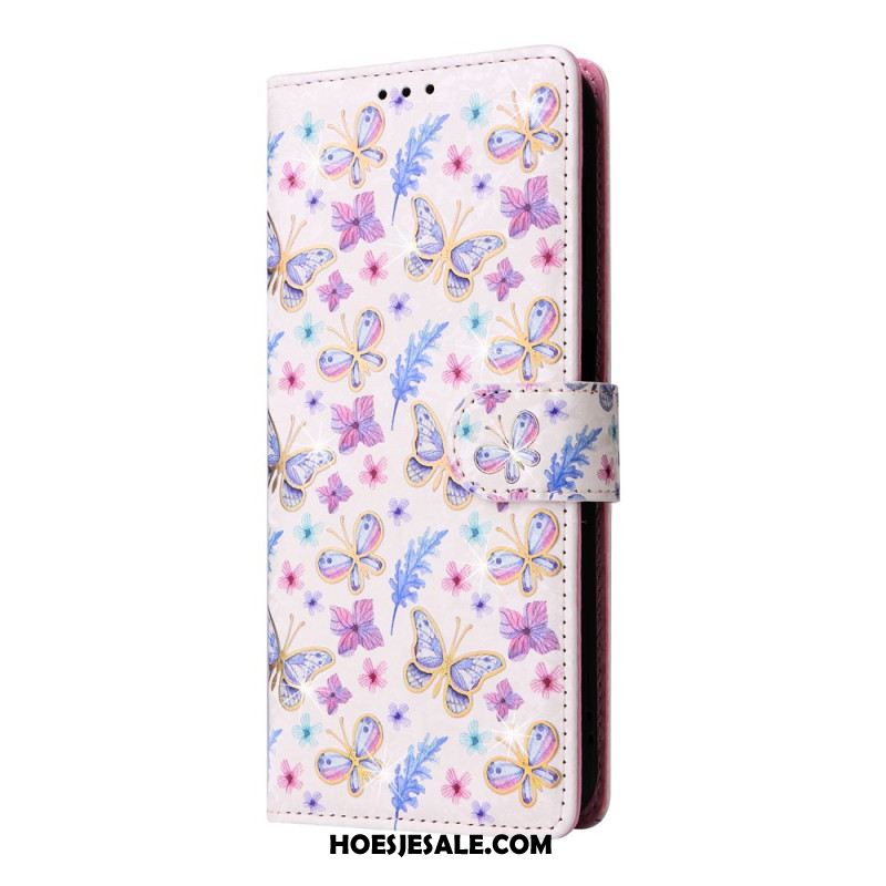 Leren Hoesje Samsung Galaxy S25 Fe Bloemenprint Bescherming Hoesje