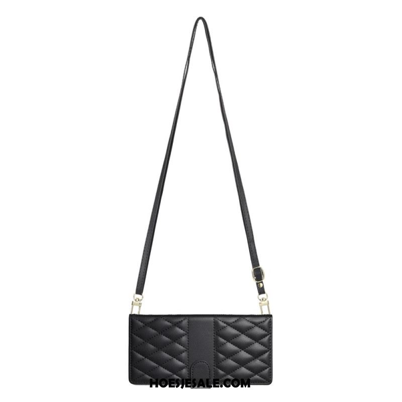 Leren Hoesje Samsung Galaxy S25 Fe Gewatteerde Portemonnee Met Riempjes Bescherming Hoesje