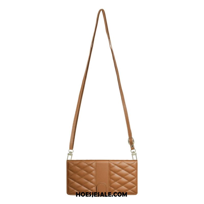 Leren Hoesje Samsung Galaxy S25 Fe Gewatteerde Portemonnee Met Riempjes Bescherming Hoesje