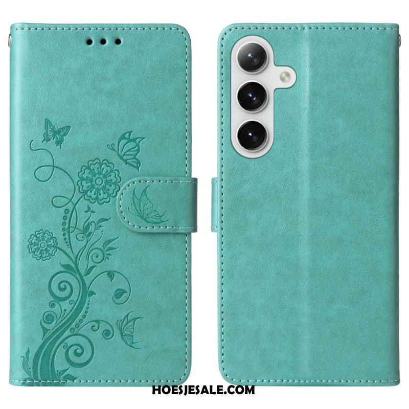 Leren Hoesje Samsung Galaxy S25 Plus 5g Kleine Bloemen Bescherming Hoesje